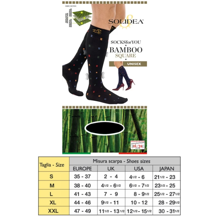 Socks For You Bamboo Square Solidea Nero Taglia L