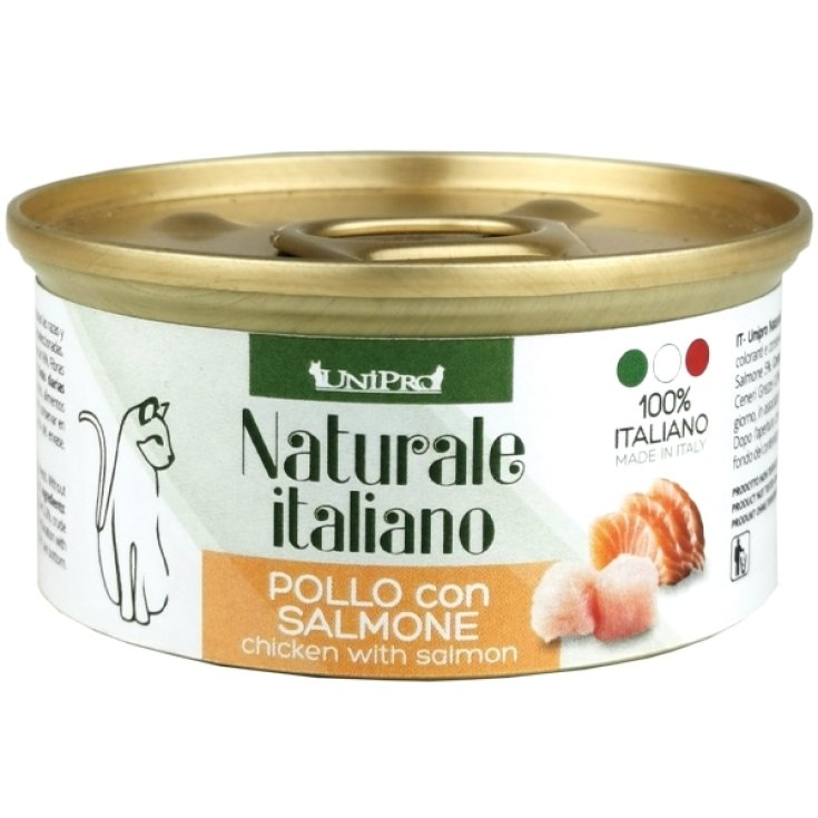 Naturale Italiano Pollo e Salmone In Acqua di Cottura - 85GR