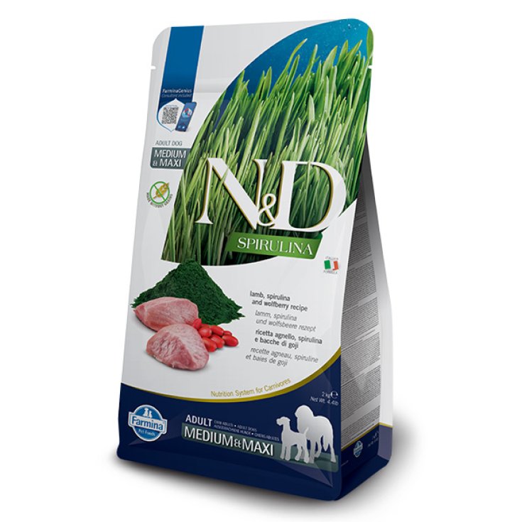 Natural & Delicious Spirulina Adult Medium & Maxi con Agnello, Spirulina e Bacche di Goji - 7KG