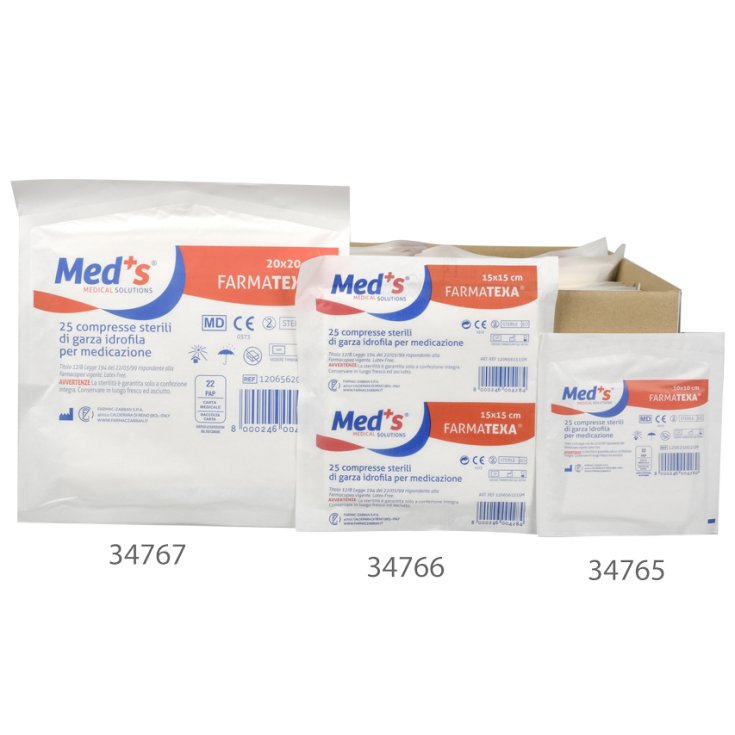 Meds® Compresse In Garza Sterili 12/8 15x15 FARMAC-ZABBAN 25 Pezzi