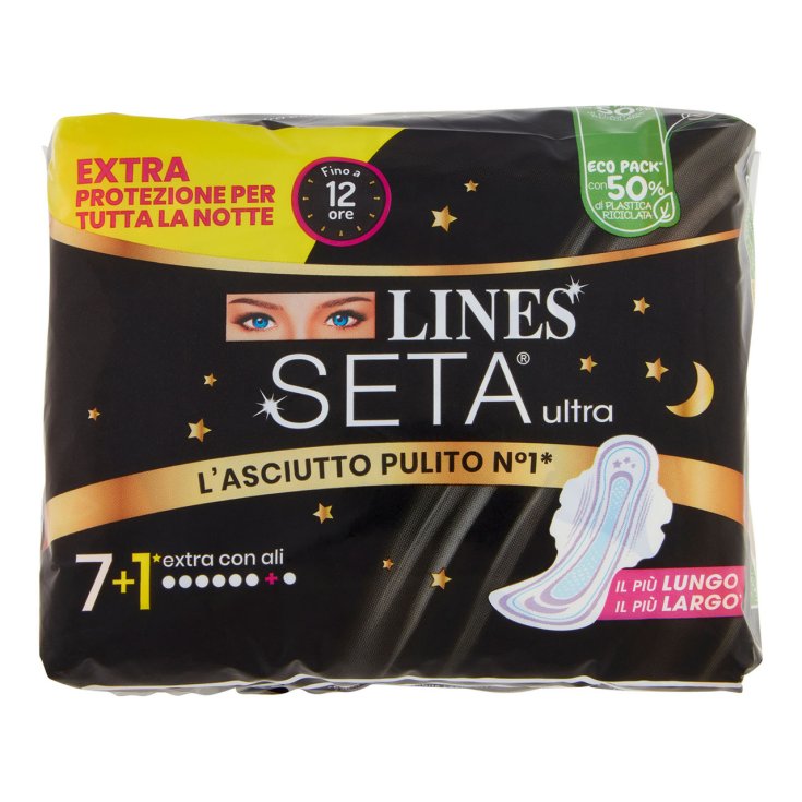 Assorbenti Per La Notte Con Ali Lines Seta Ultra 7+1 Pezzi