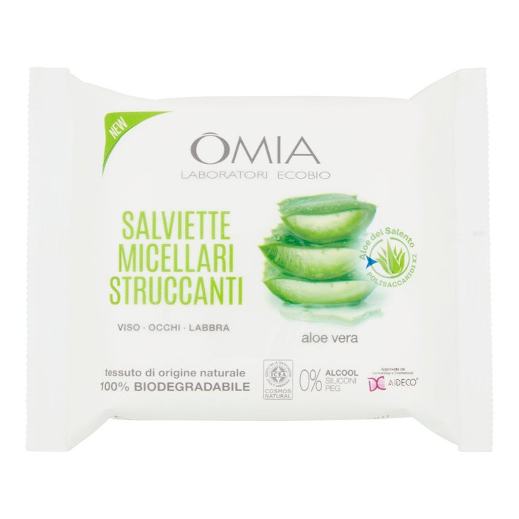 Salviette Micellari Struccanti Aloe Vera Omia 20 Pezzi