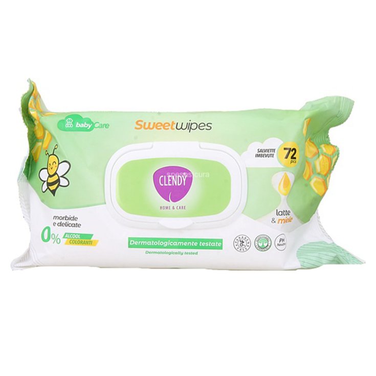 SweetWipes Salviette Imbevute Latte&Miele Clendy&reg; 72 Pezzi
