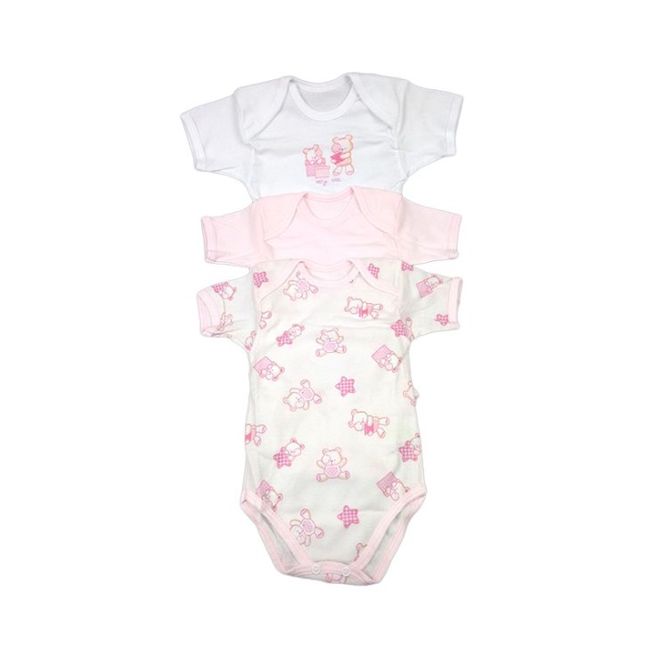 Tri pack body intimo neonata mezza manica Pastello BY3432T-R 1 m