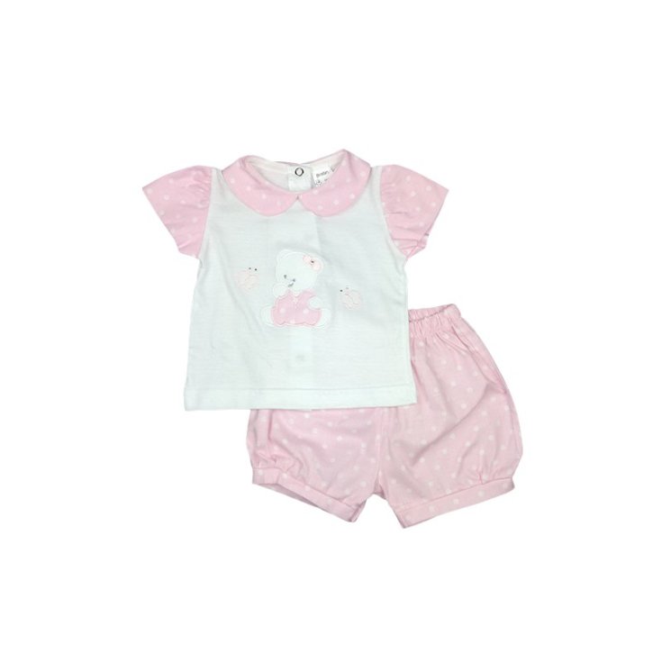 Completo maglia maglietta pantaloncino  bimba neonato Birillini rosa 6 m