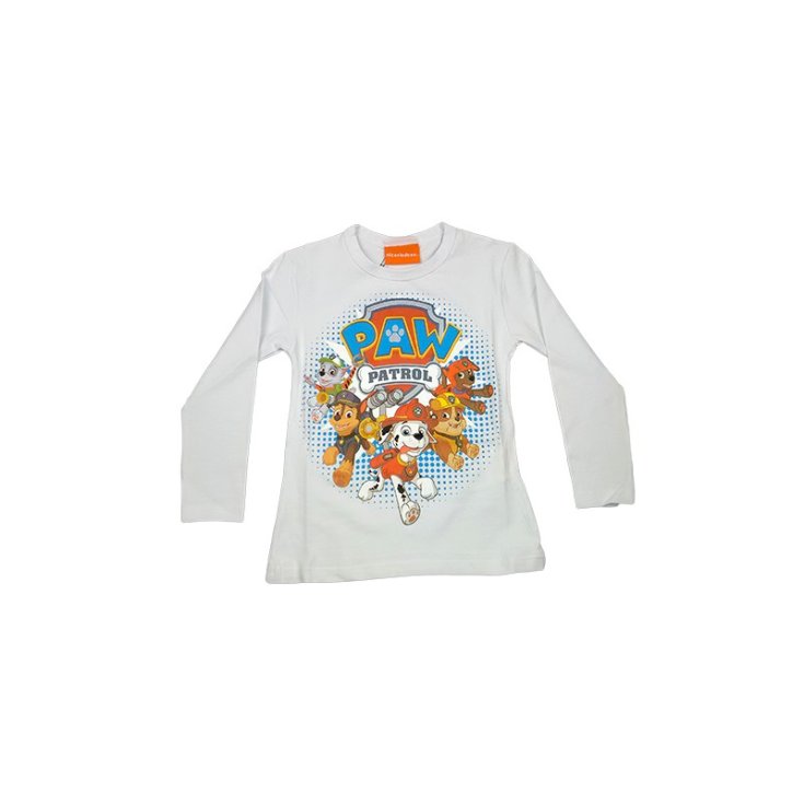 T-shirt maglia maglietta cotone bielastico bimbo bambino Paw Patrol bianco 4A