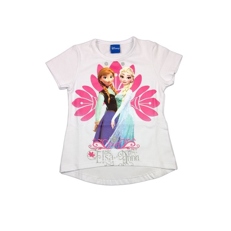 T-shirt maglia maglietta cotone elastico bimba bambina Disney Frozen bianco 5A