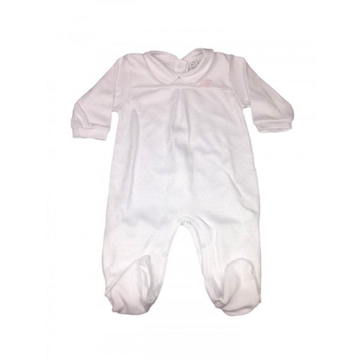 Tuta tutina cotone bimba neonato Rapife bianco pois rosa 6 m