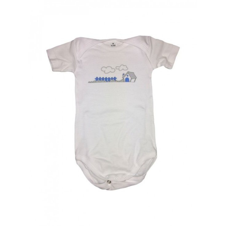 Body bodino intimo neonato bimbo mezza manica Rapife bianco blu 6 m
