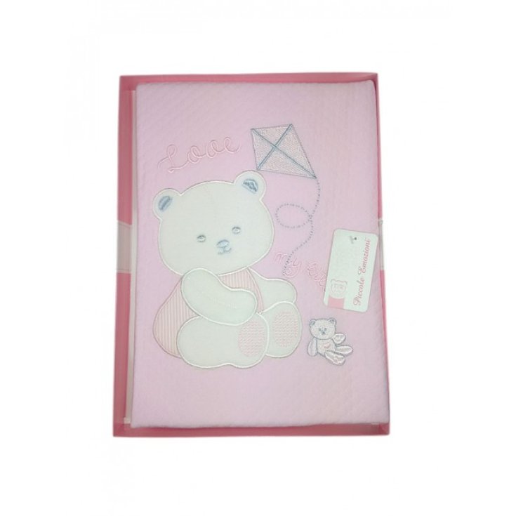 Copertina coperta T&R baby lettino culla bimba neonato ricamo orsetto rosa TU