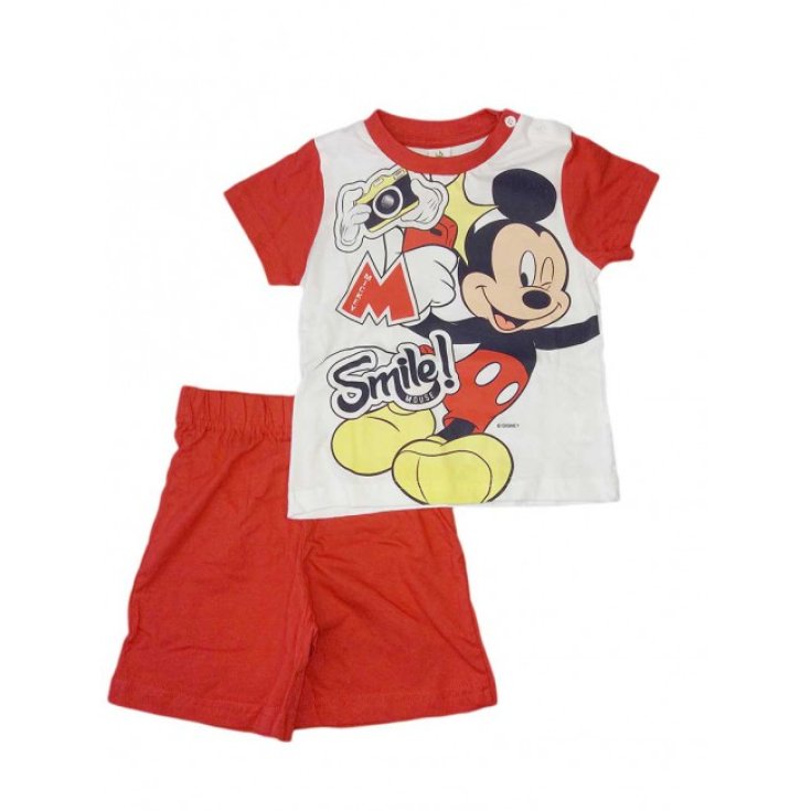 Pigiama maglia maglietta pantaloncino bimbo neonato Disney baby Mickey rosso 24 m