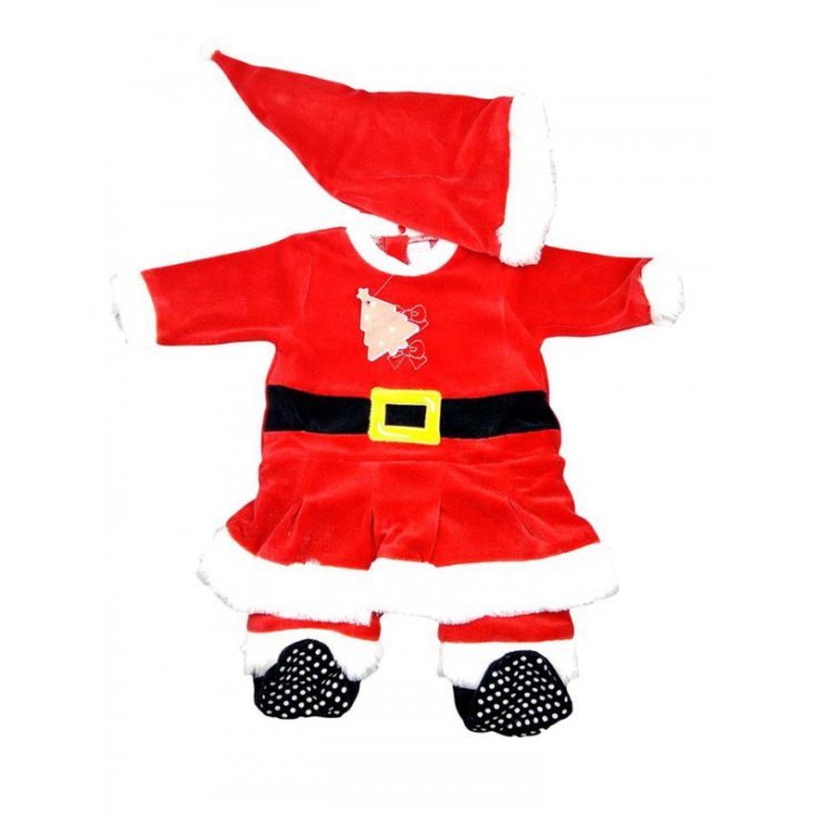 Tuta tutina vestito abito Babbo Natale ciniglia bimba neonato Irge 0 - 3 m