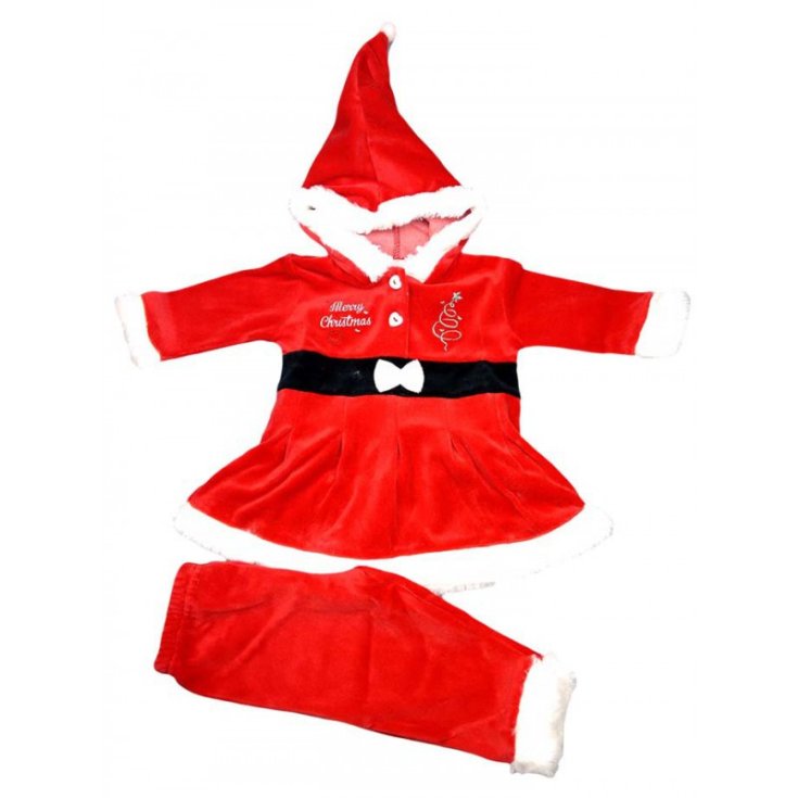 Vestitino abitino Babbo Natale ciniglia bimba neonato Irge 12 m
