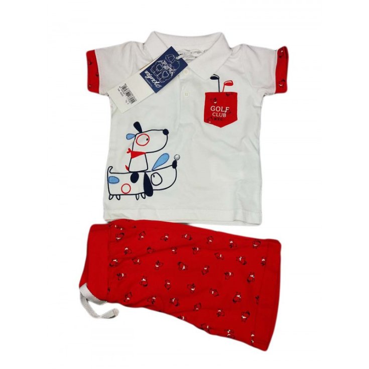 Completo maglia maglietta pantaloncino bimbo neonato Dodipetto Mignolo rosso 3 m