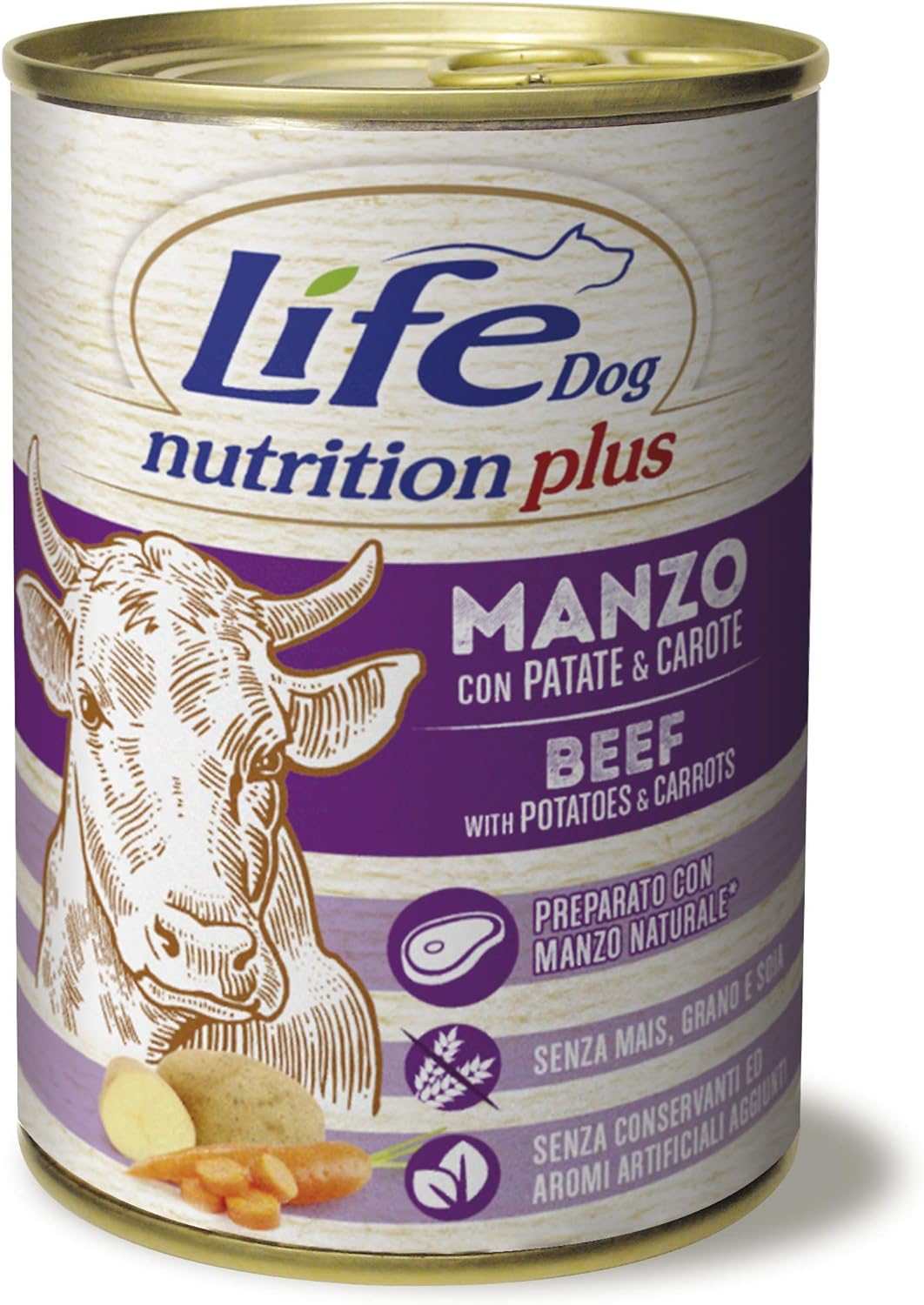 Life Dog Nutrition Plus Manzo a Pezzettoni con Patate e Carote - 400GR