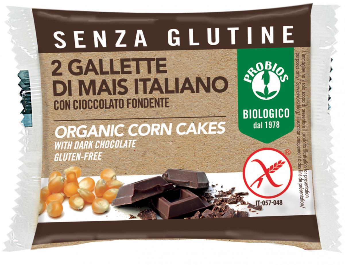 Image of 2 Gallette Di Mais Italiano Con Cioccolato Fondente Probios 32g