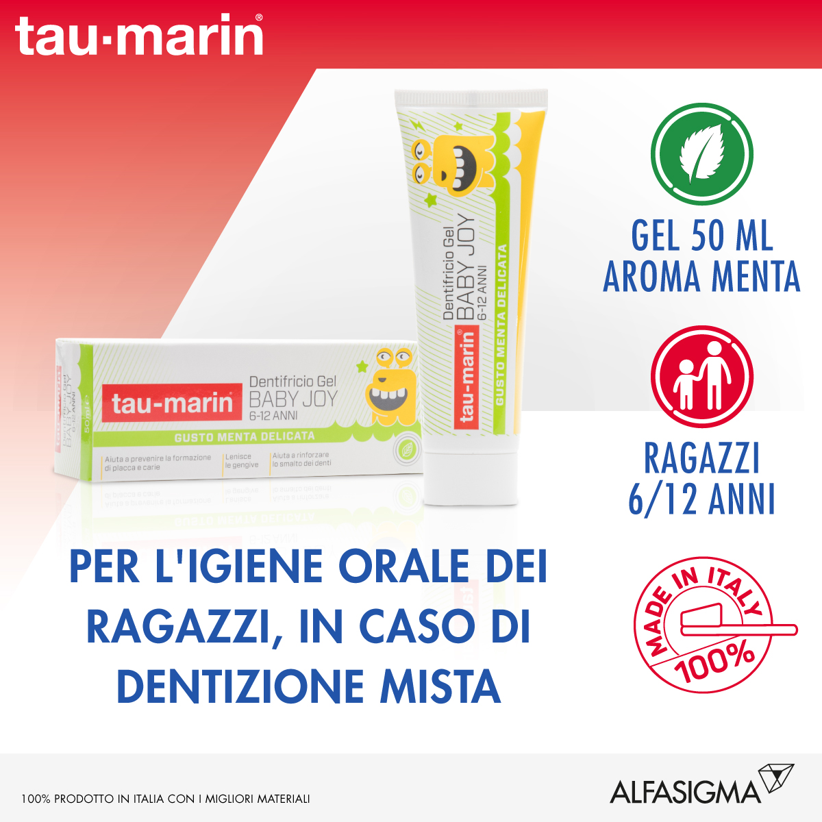 Image of Dentifricio Gel Baby Joy 6-12 Anni Tau Marin 50ml033