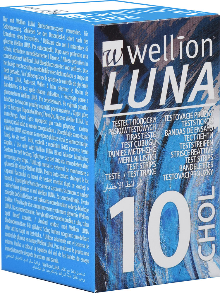 Image of Luna Chol Test Strips Colesterolo Wellion 10 Strisce Reattive