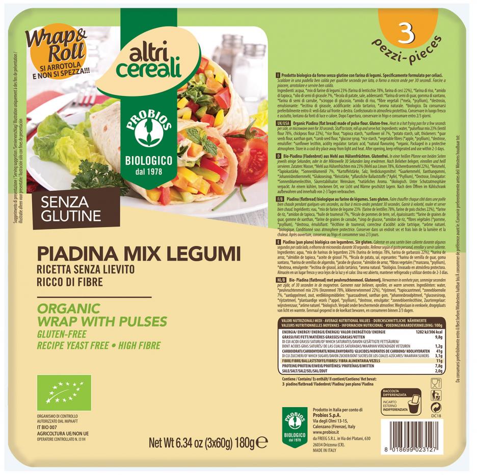 Image of Altri Cereali Piadina Mix Legumi Probios 3x60g