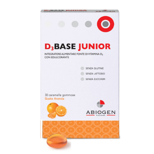 Image of D3Base Junior Arancia Abiogen 30 Caramelle