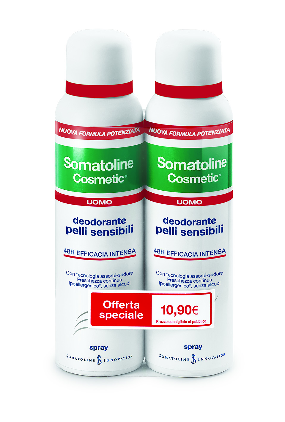 Somatoline Cosmetic Deodorante Uomo Pelli Sensibili Duo 2x150ml