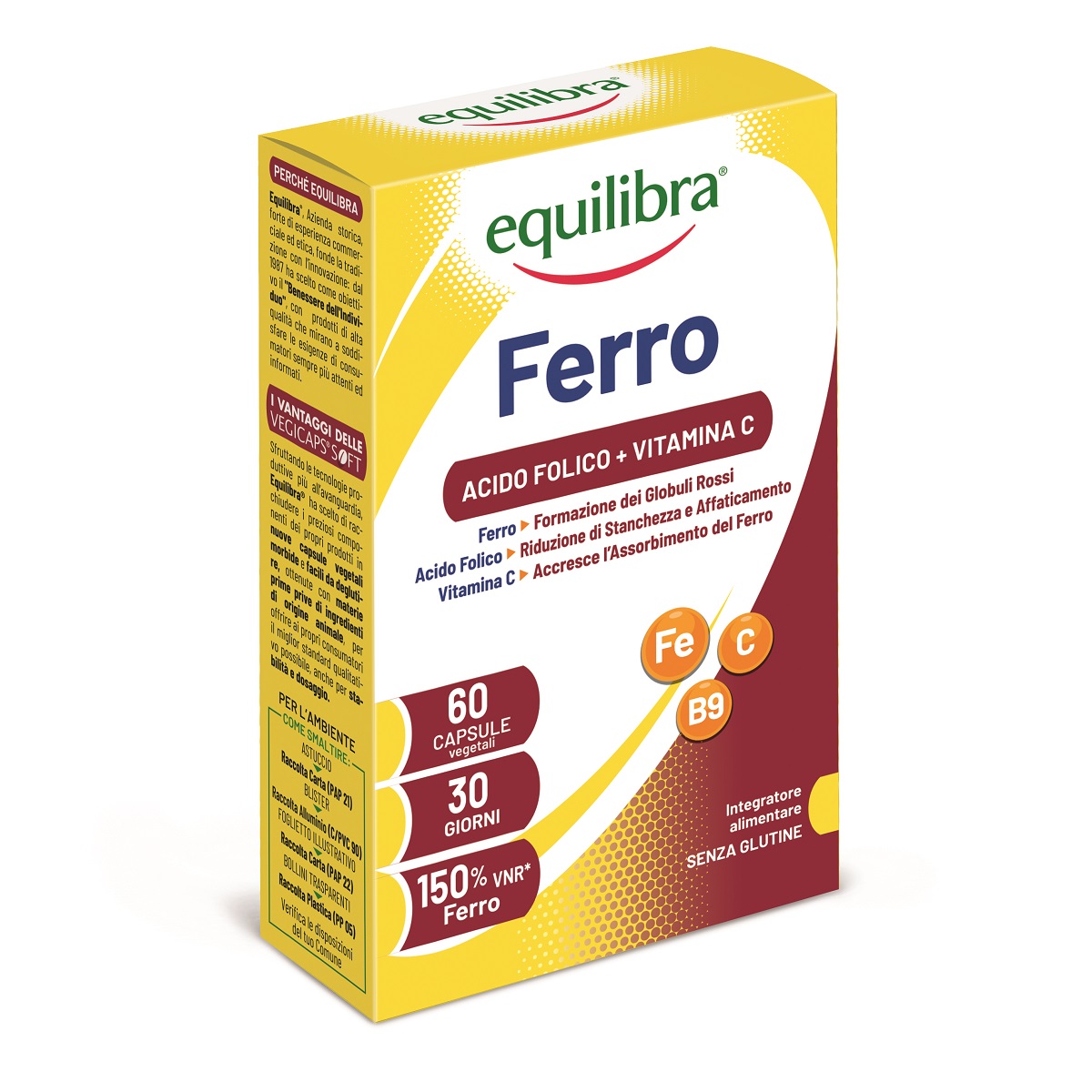 Image of Ferro Con Vitamina C + Acido Folico Equilibra 60 Perle033