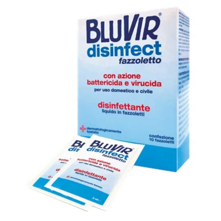 BluVir(R) Disinfect Battericida E Virucida 10 Fazzoletti Disinfettanti