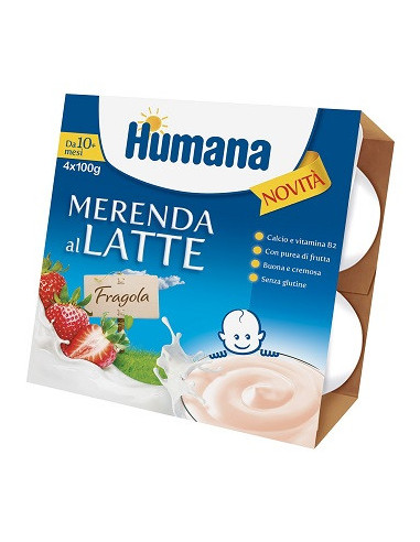 Image of Merenda al Latte Fragola Humana 4x100g
