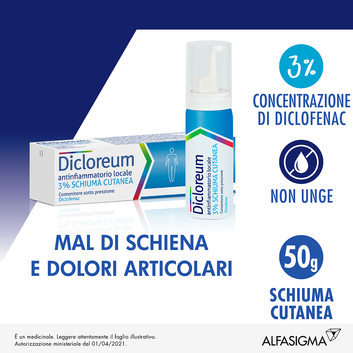 Dicloreum 3% Schiuma Cutanea Alfasigma 50ml
