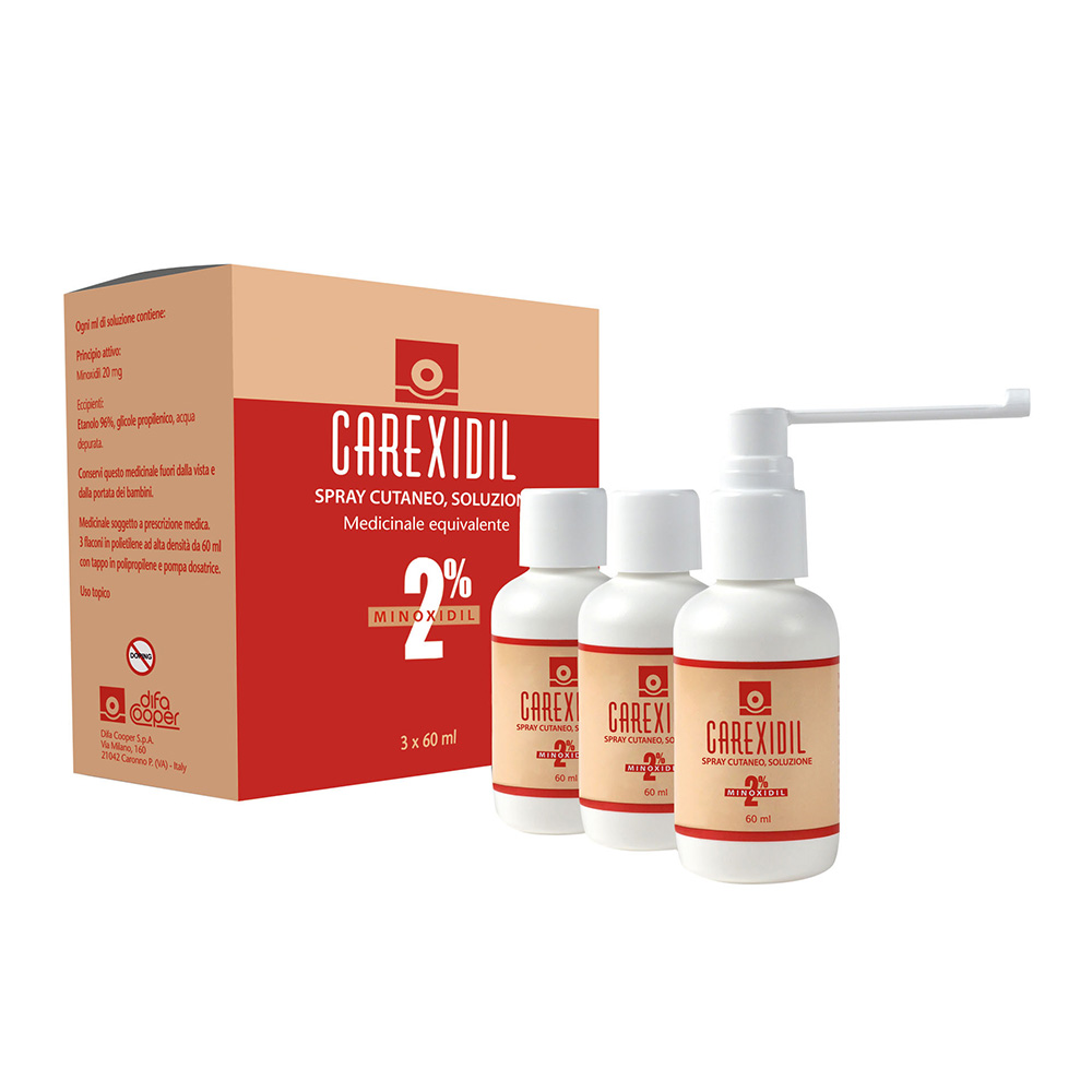 Carexidil Minoxidil 2% Soluzione Cutanea Spray Difa Cooper 3x60ml