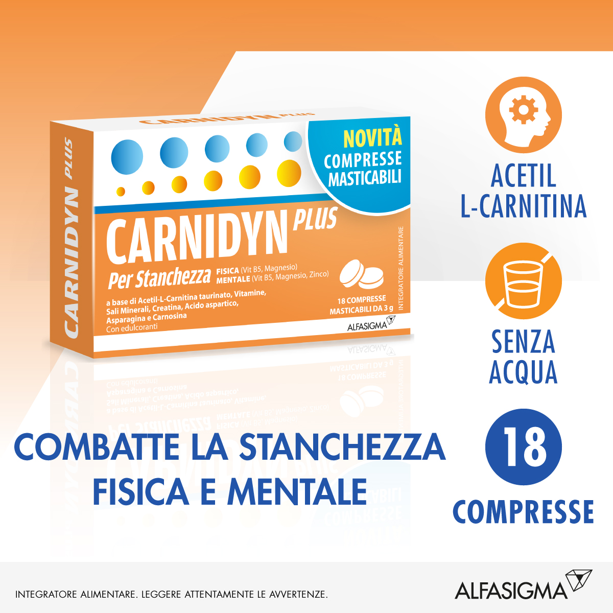 Carnidyn Plus Alfasigma 18 Compresse Masticabili