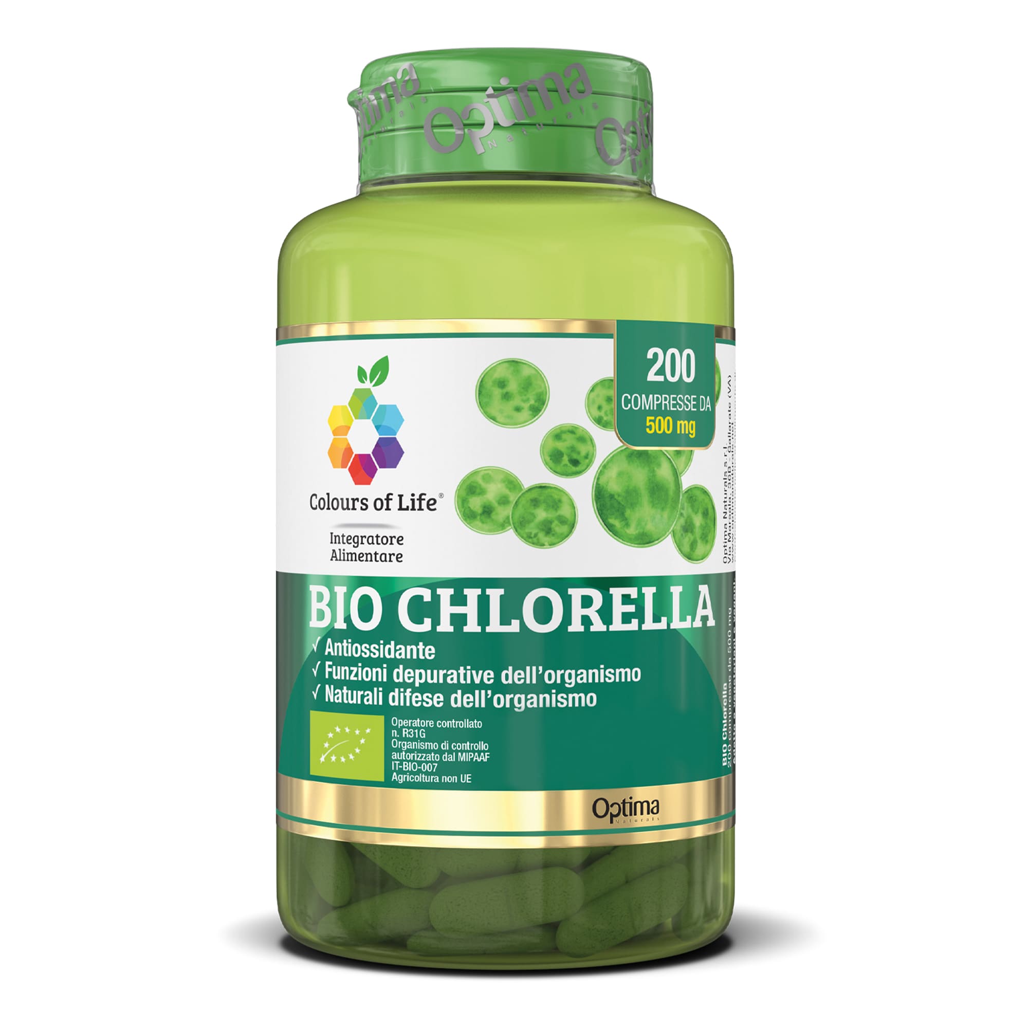 Bio Chlorella Colours of Life Optima 200 Compresse