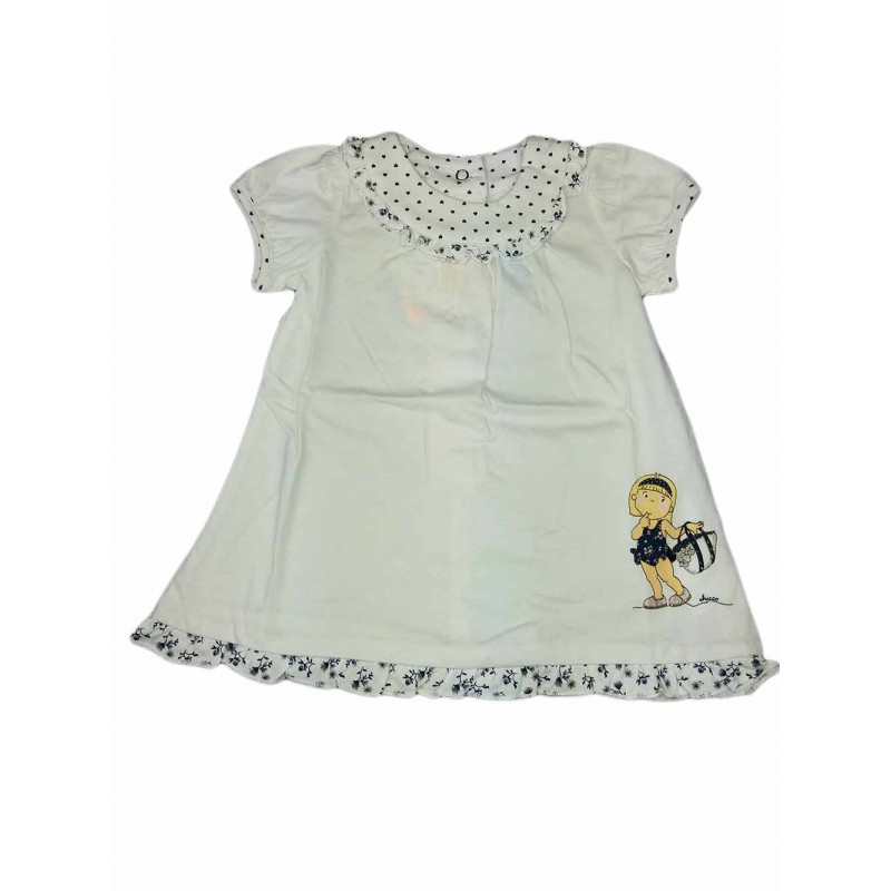 Image of Vestitino di Cotone Bimba CHICCO Bianco/Blu Taglia 9 Mesi033