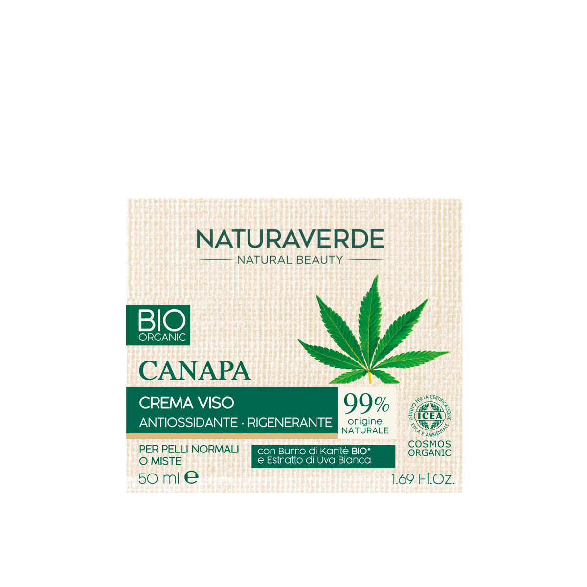Image of BIO Canapa Crema Viso Antiossidante Rigenerante NATURAVERDE 50ml
