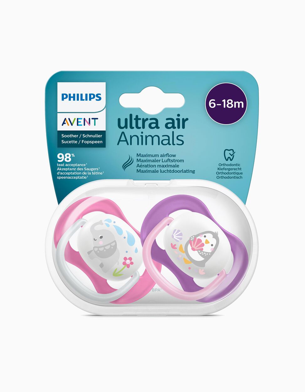 

Ultra Air Animals Philips Avent 6-18m 2 Succhietti Fantasia Rosa