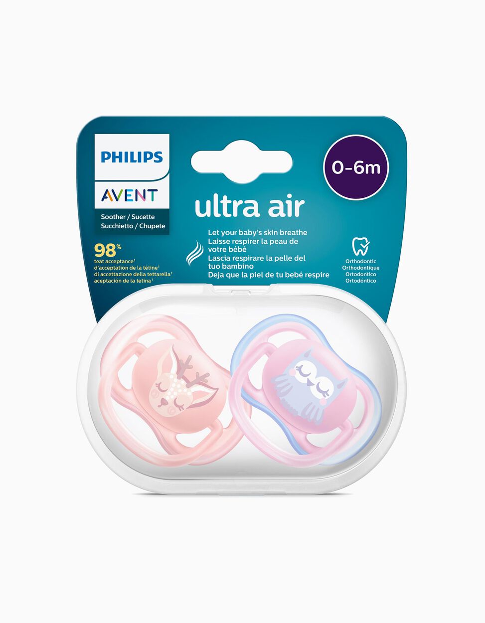 

Ultra Air Philips Avent 0-6M 2 Succhietti Fantasia Rosa