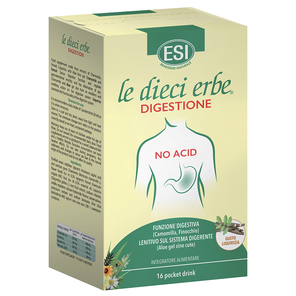 

DIGESTIONE NO ACID le dieci erbe ESI 16 Poket Drink