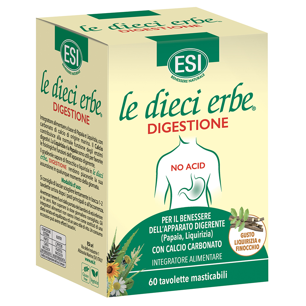 Image of DIGESTIONE NO ACID le dieci erbe ESI 60 Tavolette033