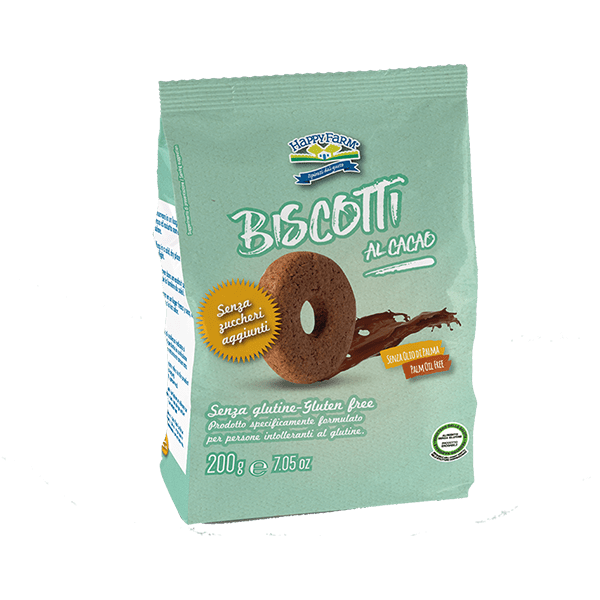 Image of Biscotti Al Cacao Senza Zucchero Happy Farm(R) 200g033