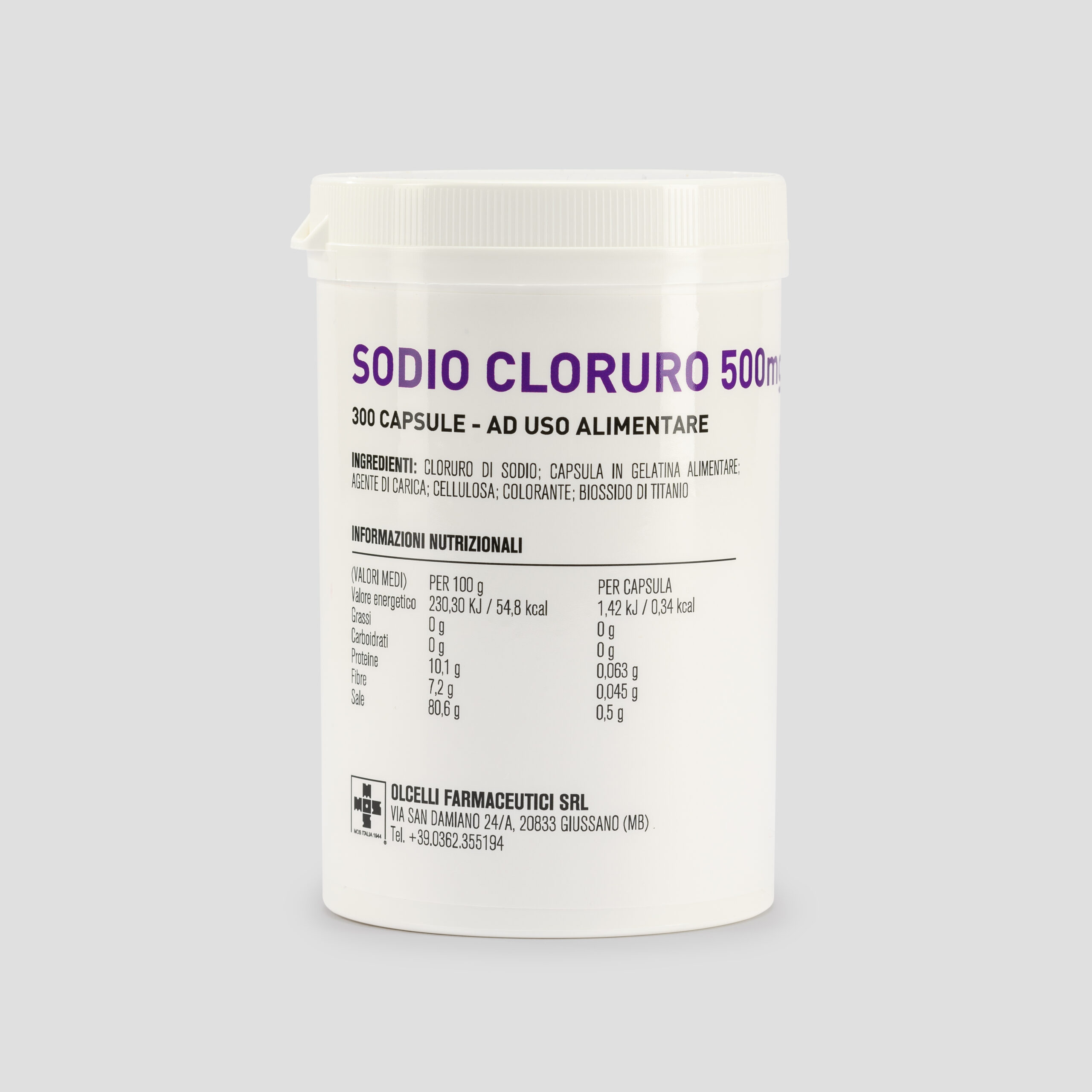 Image of Sodio Cloruro 500mg Olcelli Farmaceutici 300 Capsule033