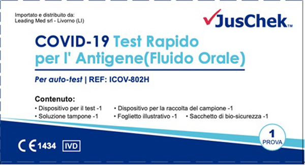 

Test rapido per l'antigene COVID-19 Fluido orale JusChek™