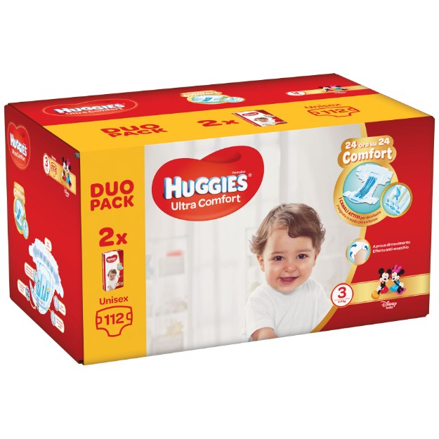 Image of Pannolini Ultra Comfort 3 DuoPack Huggies 112 Pezzi