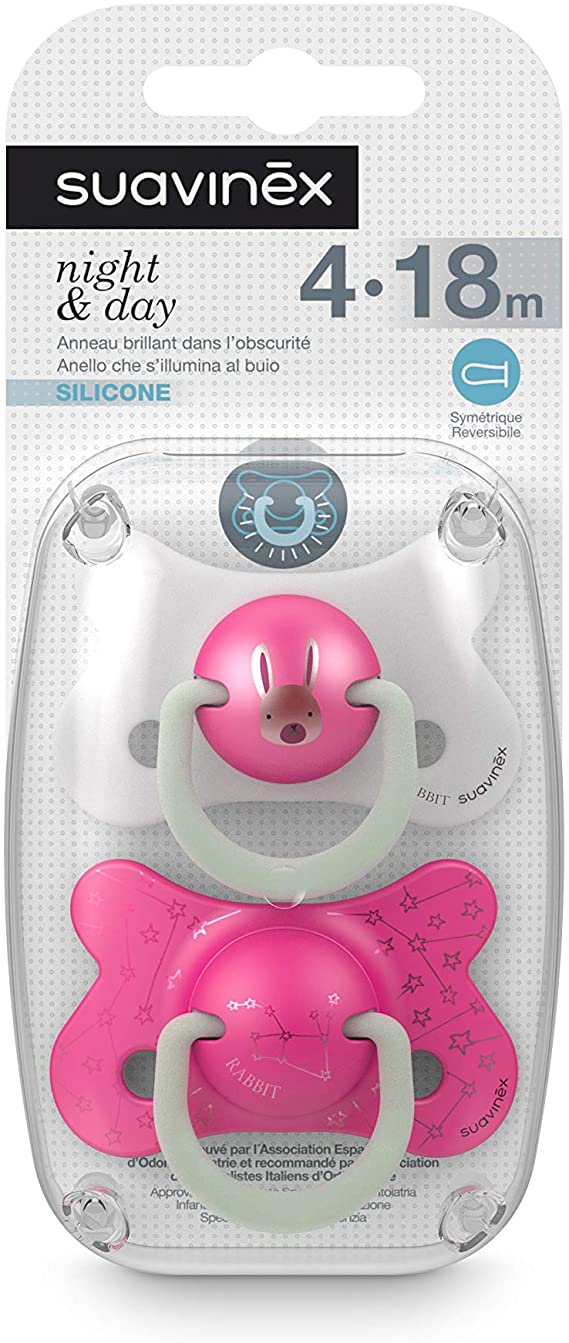 

Night & Day Succhietto Silicone 4-18 M Coniglio Rosa Suavinex