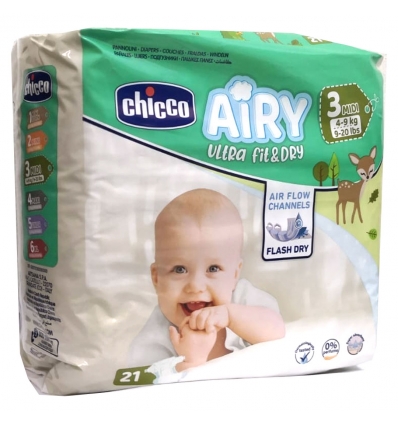 Image of Airy Ultra Fit & Dry MIDI 4-9Kg Chicco 21 Pannolini