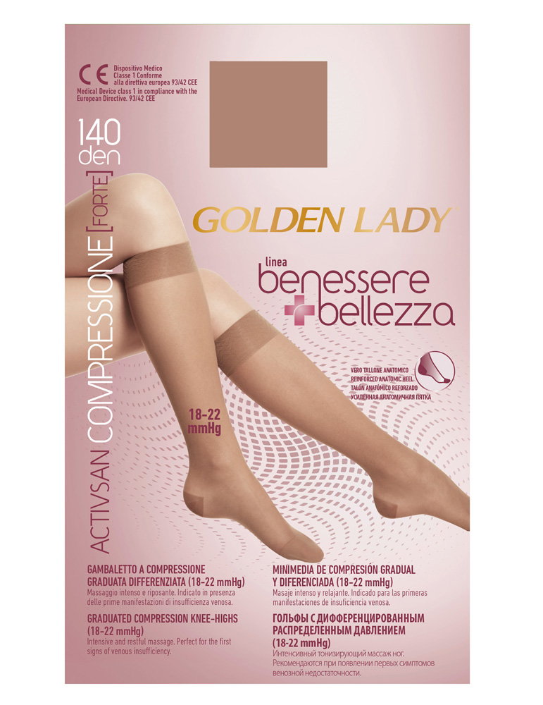 Image of Benessere & Bellezza Gambaletto 140 Den Colore Dorè Naturel Taglia XL Golden Lady