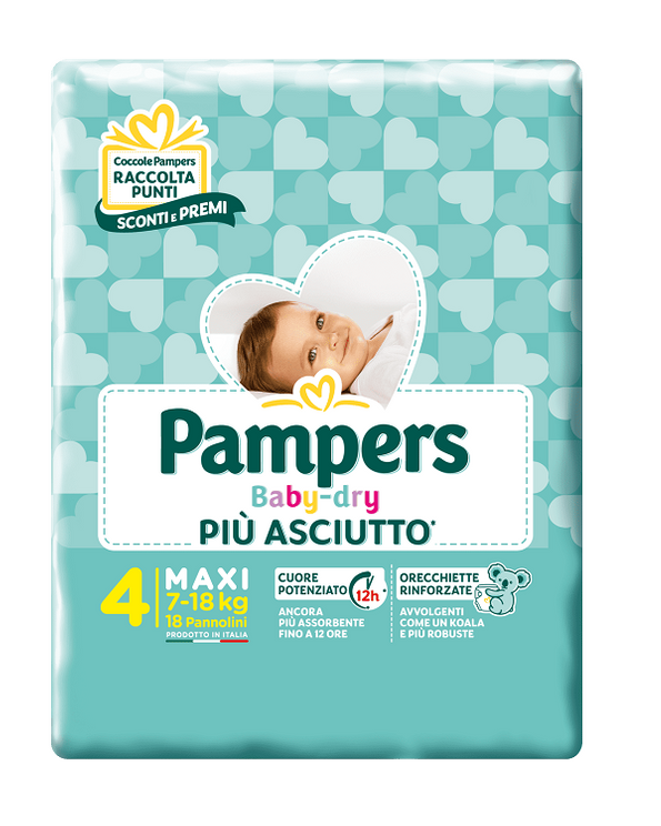 Image of Pannolini DownCount Pampers Baby Dry Maxi 18 Pezzi