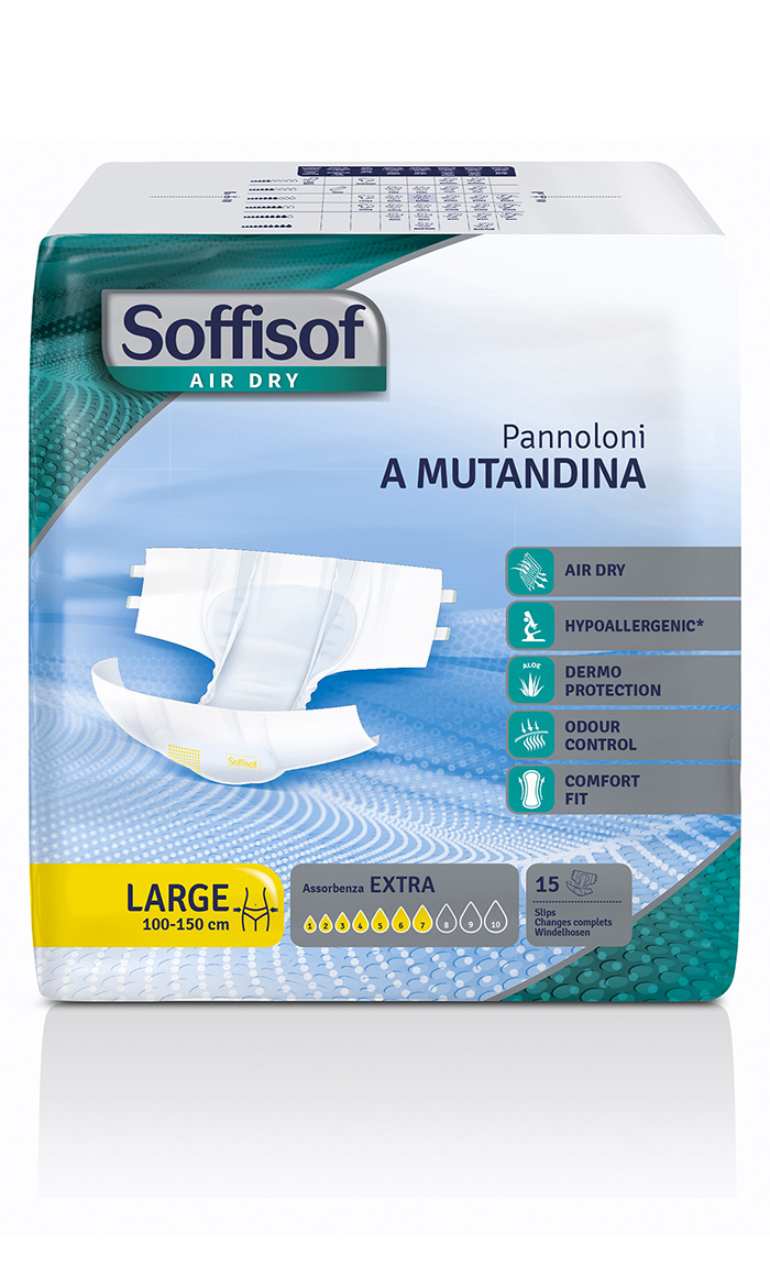 

Pannolone A Mutandina Extra Large Soffisof Air Dry 15 Pezzi