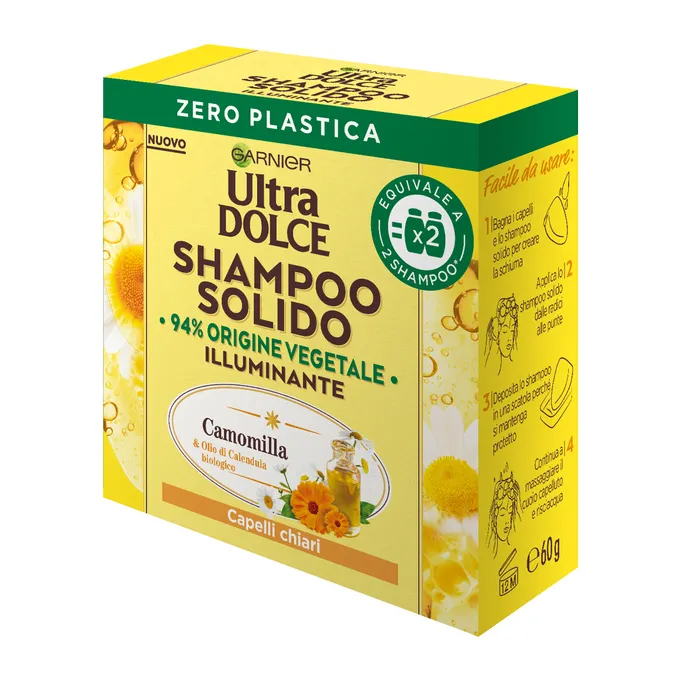 Image of Ultra Dolce Shampoo Solido Illuminante Camomilla/Miele Garnier 60g