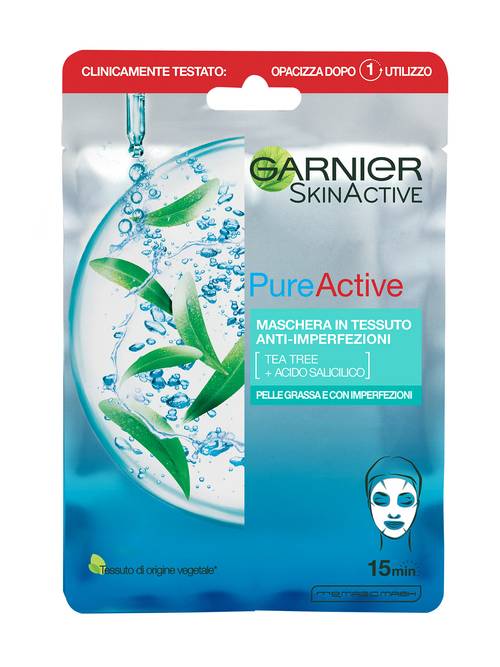 Image of Pure Active Maschera in Tessuto Anti-imperfezioni Garnier 23g 1 Pezzo