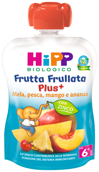 Image of Frutta frullata plus Mela, pesca, mango e ananas + Zinco Hipp Bio 90g